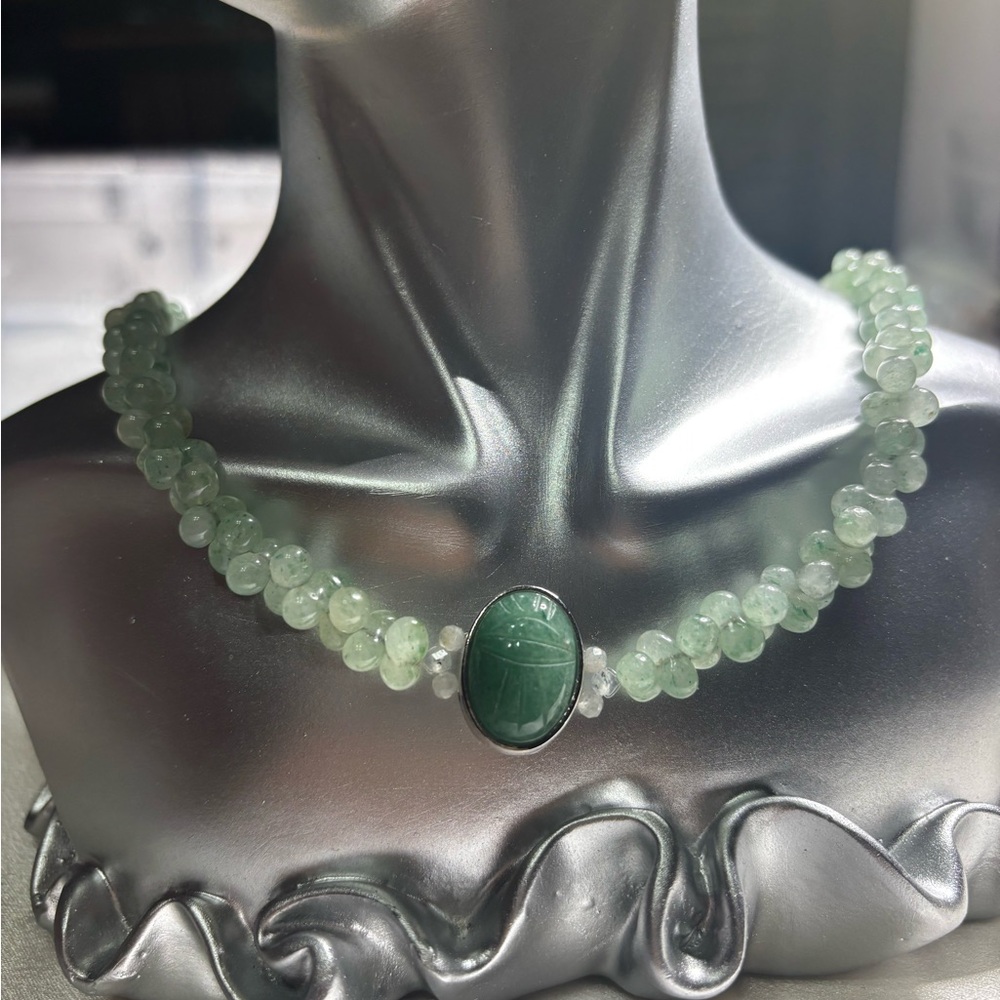 Handmade Green Scarab Necklace 16.5 inches - Picture 7 of 7